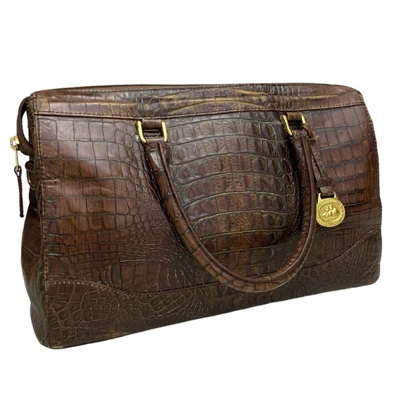 Brahmin Handbags - Vintage Brahmin brown faux croc embossed bag